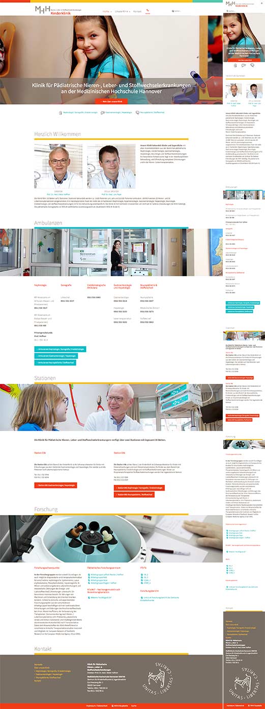 Webdesign und Website mhh-kinderklinik.de