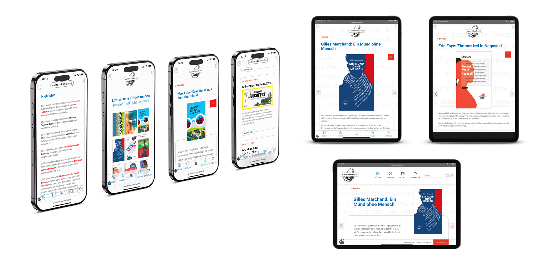 verschiedene Screens auf Smartphone und Tablet