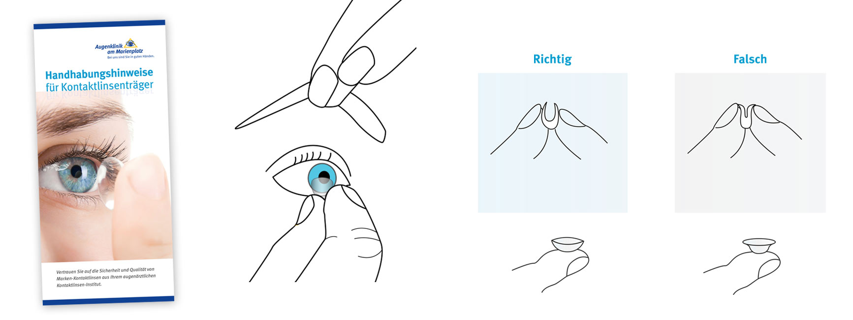 Illustration zur Handhabung von Kontaktlinsen