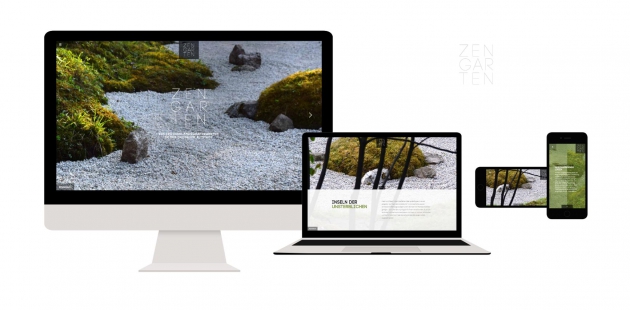 SLIDES-Beispielwebsite mit Bildern aus unserem Zengarten